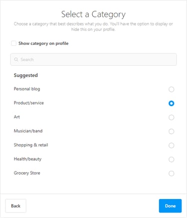 Select a business category