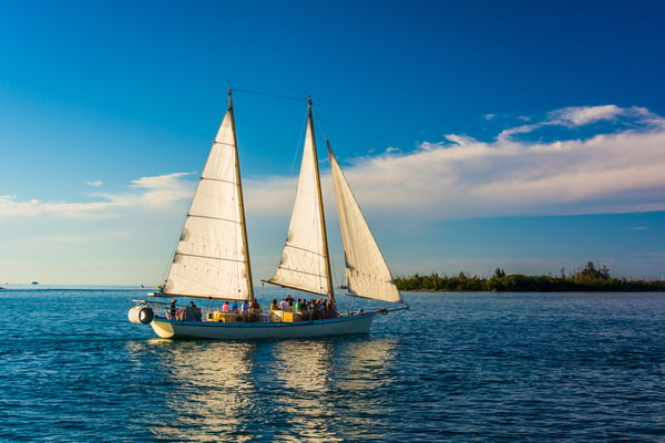 Sailboat seen from Key West, Florida.