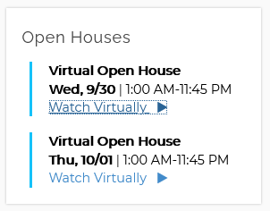 Virtual Open House screen