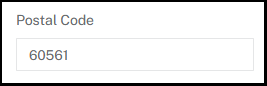 A Postal Code field displaying a US ZIP code.