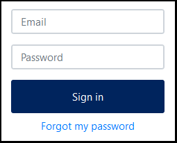 Two fields showing where Relocation users log in with their email and password, plus a new button for retrieving a forgotten password.